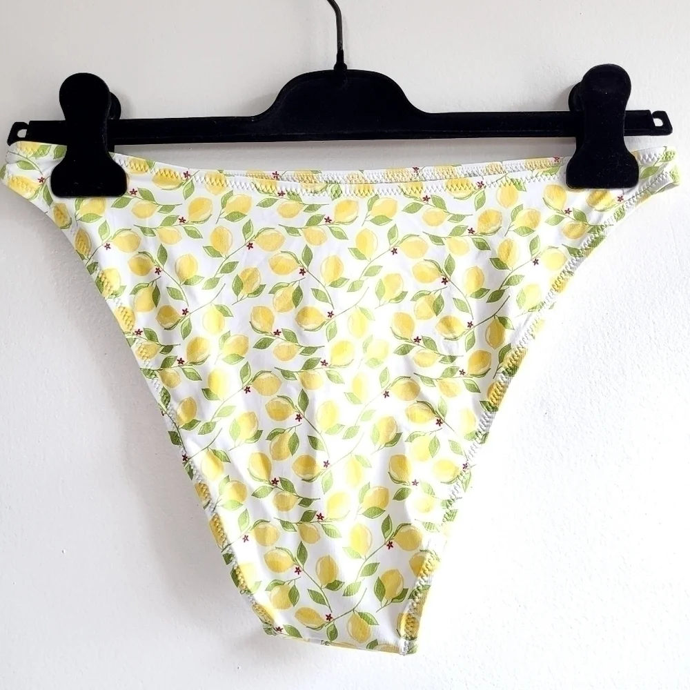 New Solid & Striped The Tati High Waisted Lemon Print Swim Bikini Bottoms NWT XL